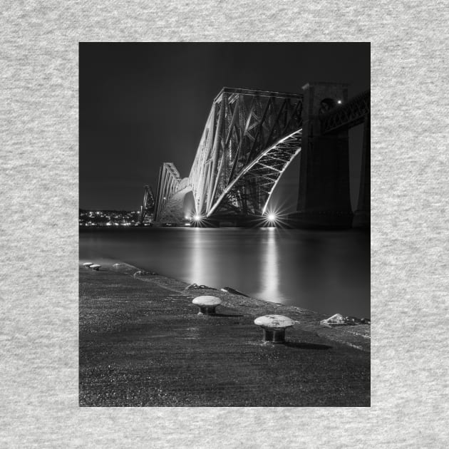 The Forth Bridge at night in Black and White by TMcG72